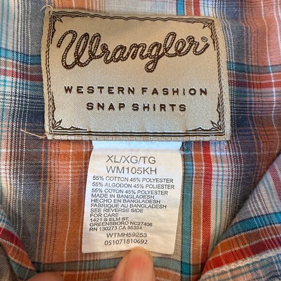 Wrangler Western Snap Shirt XL Plaid Pearl Snap Cowboy Rodeo - Picture 2 of 8